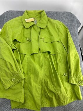 Michael Kors Lime Green Lightweight cotton full Button up Front Jacket coat 2X
